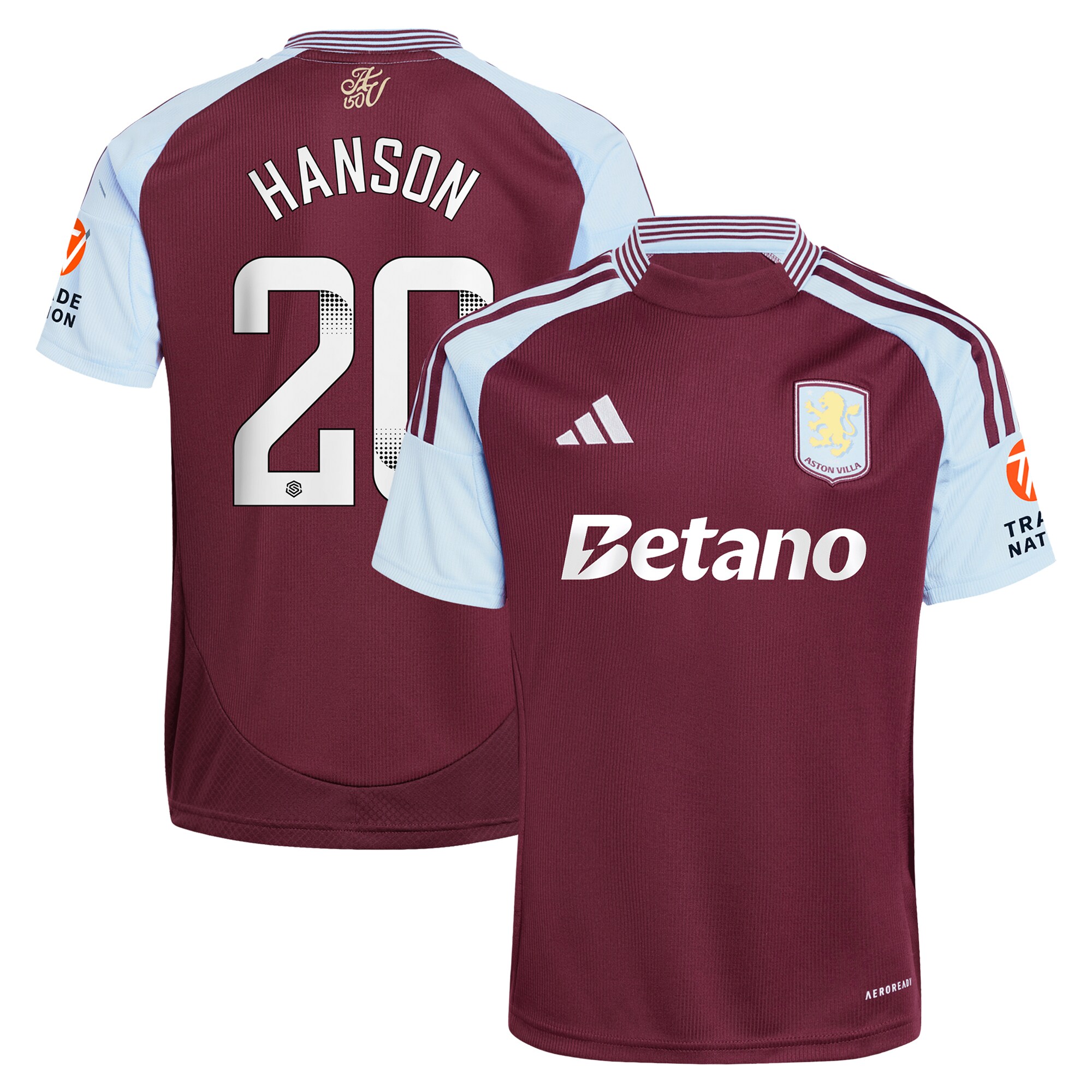aston villa wsl adidas home shirt 2024-25 with hanson 20 printing Collection | Aston Villa Football Kits and Shirts