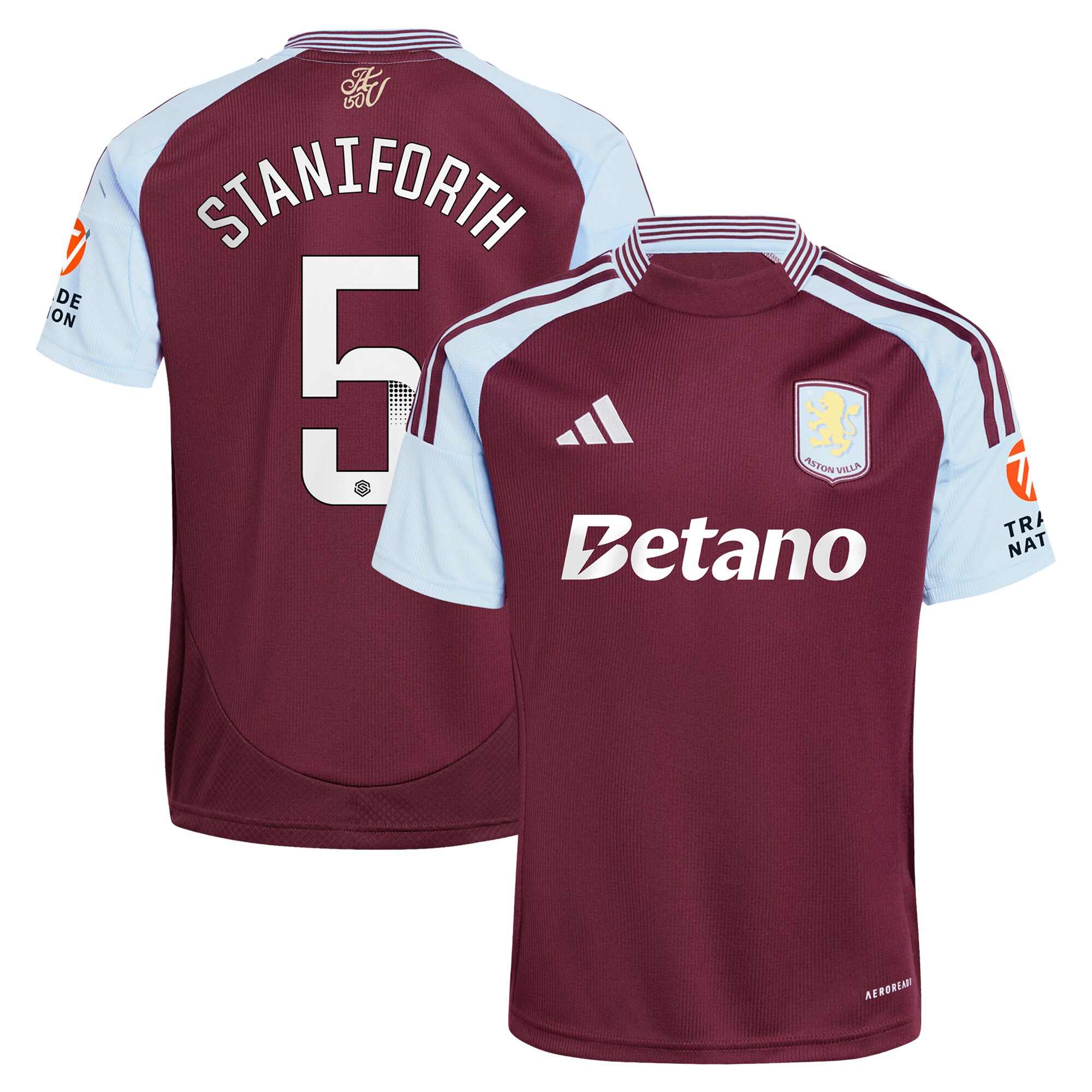 aston villa wsl adidas home shirt 2024-25 with staniforth 5 printing Collection | Aston Villa Football Kits and Shirts