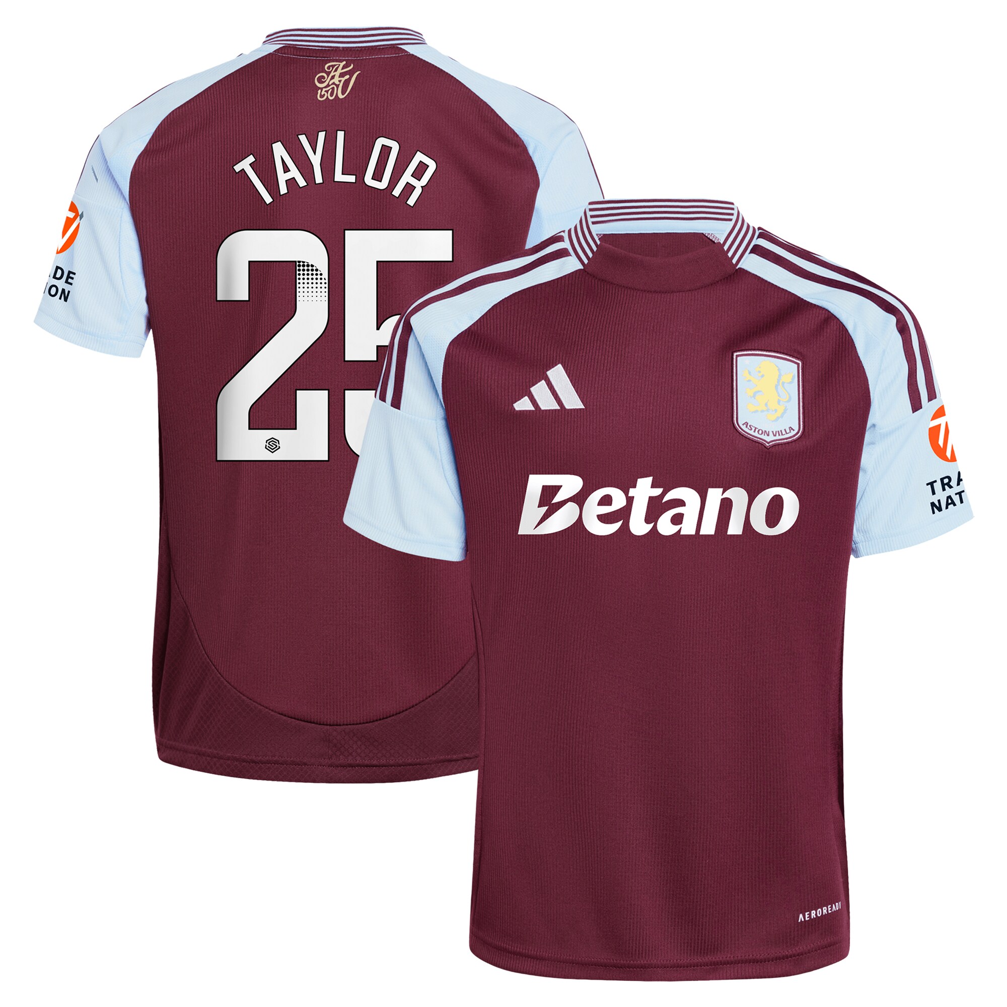 aston villa wsl adidas home shirt 2024-25 with taylor 25 printing Collection | Aston Villa Football Kits and Shirts