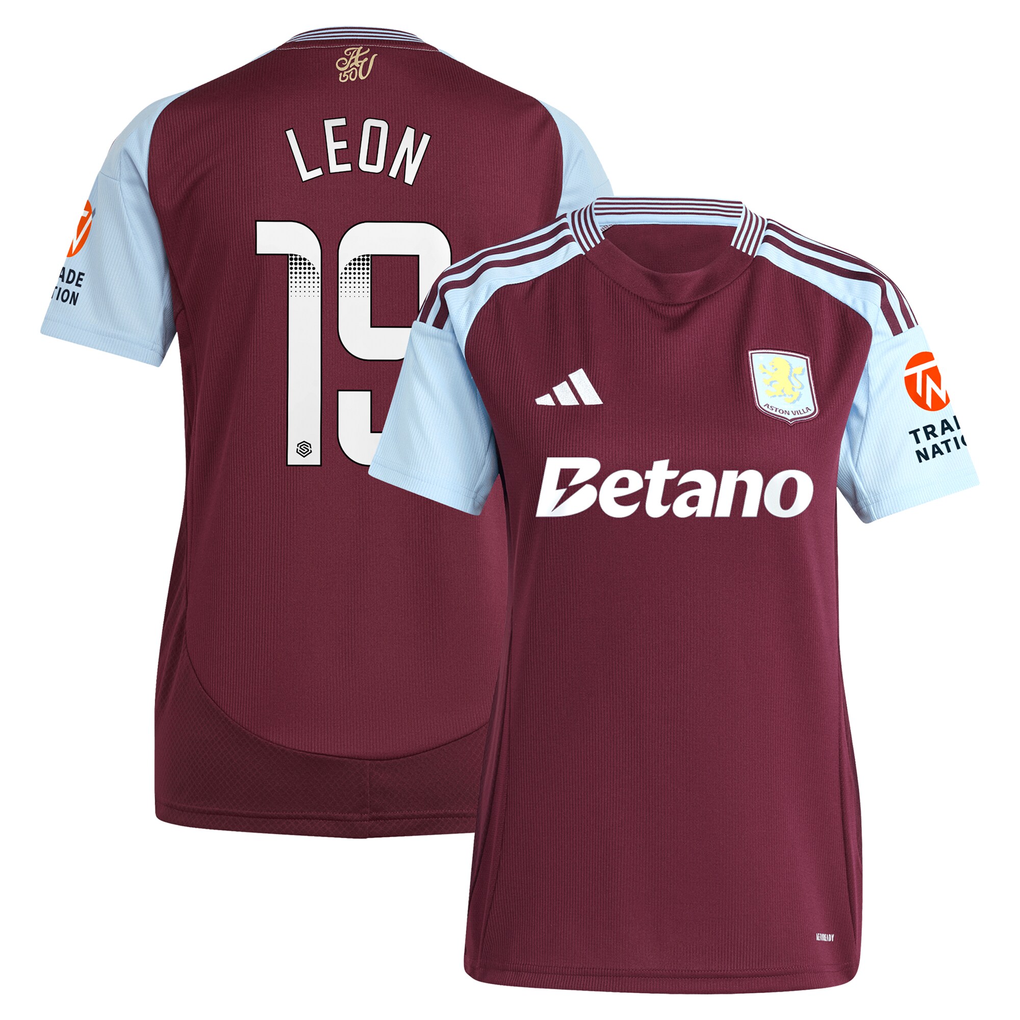 aston villa wsl adidas home shirt 2024-25 – womens with leon 19 printing Collection | Aston Villa Football Kits and Shirts