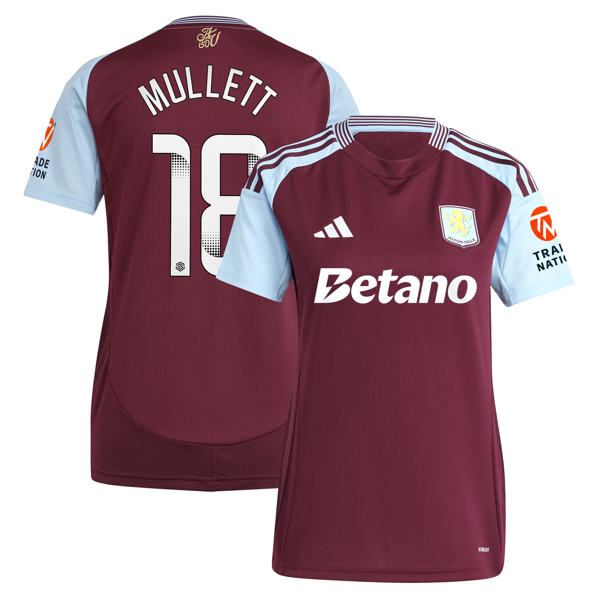 aston villa wsl adidas home shirt 2024-25 – womens with mullett 18 printing Collection | Aston Villa Football Kits and Shirts