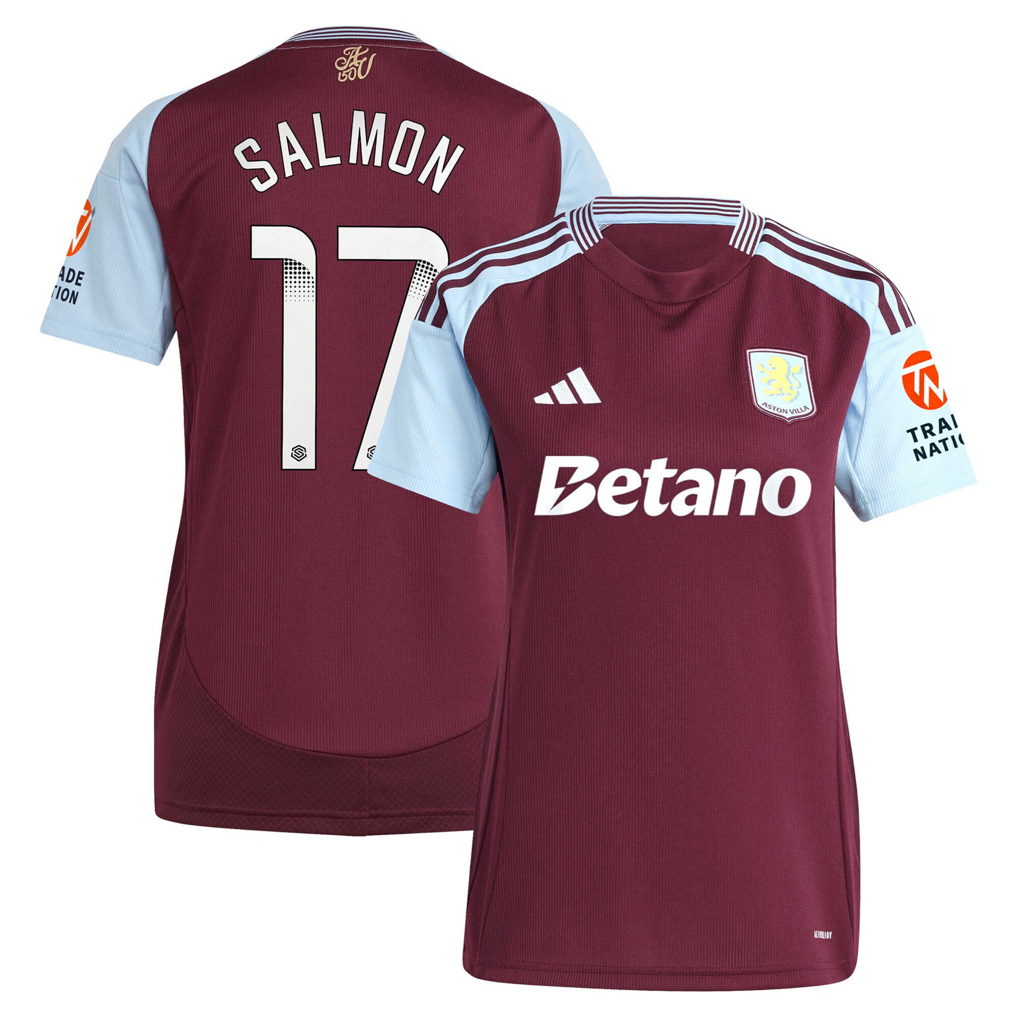 aston villa wsl adidas home shirt 2024-25 – womens with salmon 17 printing Collection | Aston Villa Football Kits and Shirts