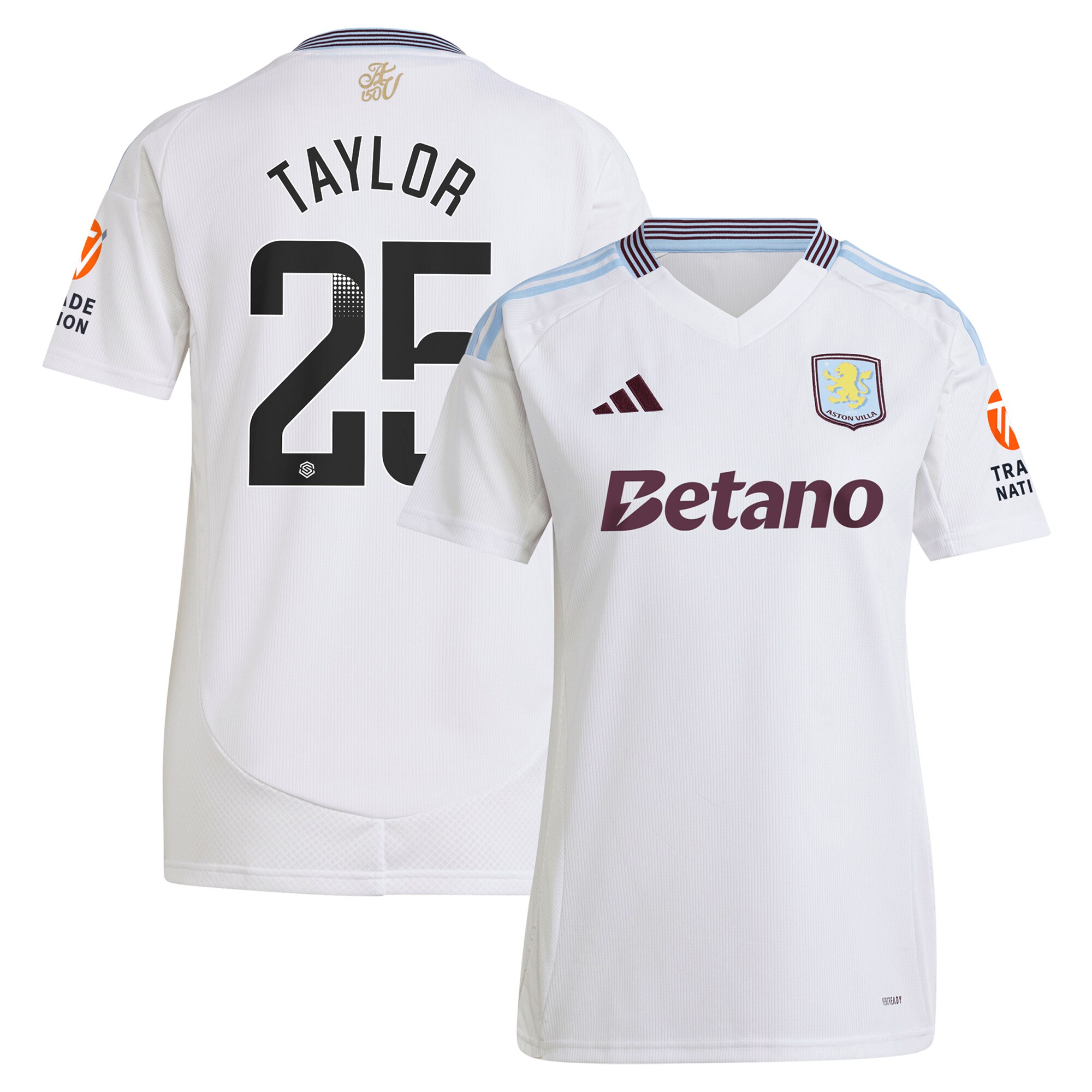 aston villa wsl away shirt 2024-25 – womens with taylor 25 printing Collection | Aston Villa Football Kits and Shirts